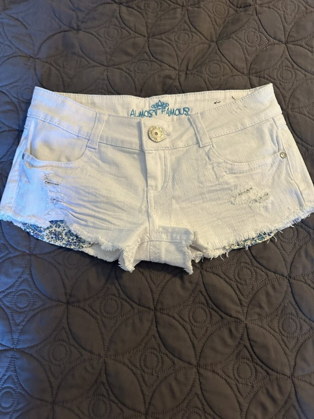 Almost Famous Distressed White Denim Cutoff Shorts
